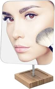 YEAKE Flexible Gooseneck Bamboo Vanity Makeup Mirror,360°Rotation 8" Large  Frameless, Folding Portable Table Desk Mirror with Stand for Bathroom  Shaving Make Up, Rectangle : Amazon.sg: Beauty