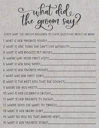 Grey What Did The Groom Say Bridal Shower Game What Did The Etsy Bridal Shower Questions Bridal Shower Games Unique Bridal Shower