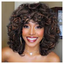 Amazon.com : Kavsni Short Curly Wigs for Black Women Soft Curly Wig with  Bangs Afro Kinky Curls Natural Looking1B/30 Wig for African American  Women（Ombre Auburn） : Beauty & Personal Care