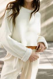 Natalie Busby Natalie Busby- Cropped Crew Sweater- Ivory - Product from dukesclothier.com