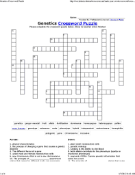 Free worksheets for teachers activities and classroom resources! Genetics Crossword Puzzle Fill Online Printable Fillable Blank Pdffiller