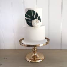 Tropical Wedding Cake Monstera Leaf Palm Leaf Cake Peony Sugar Flowers Tropical Wedding Cake Wedding Cake Fresh Flowers Simple Wedding Cake