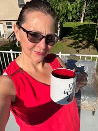 Morning relaxation by the pool with coffee