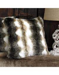Icon™ bavarian wolf cushion is a luxury faux fur home accessory featuring a warm grey striped pattern. Faux Fur Cushion Italian Wolf Fur Pillows Faux Fur Cushion Cover