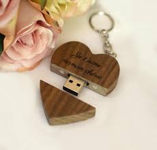 Heart Lover Gift Personalized Wood Heart Usb Flash Drive Wedding Gift Mothers Day Fathers Gift Coeur En Bois Porte Clef Noces De Bois