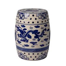 Searching for extra seating for family gatherings? Double Medallion Dragon Embellished Ceramic Indoor Outdoor Garden Stoo Fire Sense