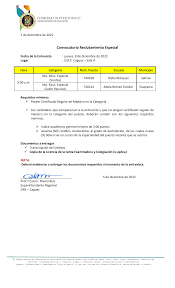 Convocatoria Reclutamiento Especial