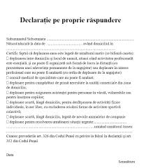 Aceasta declaratie poate fi completata si online, dar si de mana. DescarcÄ Un Model De DeclaraÈie Pe Proprie RÄspundere Pe Care Trebuie SÄ L PrezinÈi AutoritÄÈilor DacÄ IeÈi Din CasÄ DupÄ Ora 22 00