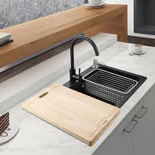 Single Bowl Quartz Kitchen Sink Black Washing Sink Yl7648 In 2020 Sink Stone Sink Kitchen Quartz Kitchen