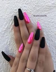 Black And Hot Pink Acrylic Nails 21 Trendy Nails Stiletto Pink Black Cute Acrylic Nails Pink Nails Trendy Nails