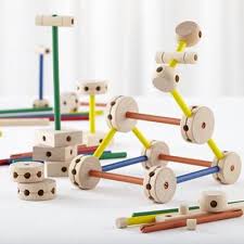 Kids Classic Toys Wooden Tinker Toy Play Set In Building Blocks Wooden Toys Tinker Toys Toys
