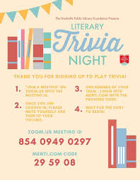 Before you begin planning your trivia night, you'll want to: Public Library Uses Online Literary Trivia Events To Raise Funds During Coronavirus Pandemic Library Journal