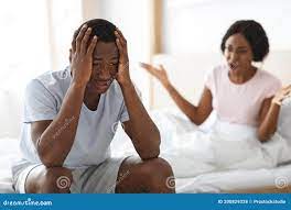 Young Married African American Couple Fighting in Bedroom Stock Photo -  Image of pregnancy, difficulties: 200829328