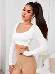 Also set sale alerts and shop exclusive offers only on shopstyle. Ribbed Long Sleeve Crop Top Shein Eur