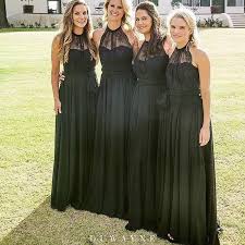 B1006 Black Chiffon Lace Halter Bridesmaid Dresses Long Bridesmaid Dresses Halter Neck A Line Long Black Lace Chiffon Bridesmaid Dress Black Lace Bridesmaid Dre Black Lace Bridesmaid Dress Black Bridesmaid Dresses Sleeveless Bridesmaid Dresses