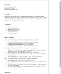 Gym Receptionist Resume Template Best Design Tips Myperfectresume