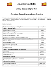 Spanish Gcse Aqa Writing Workbook Questions Model Answers Complex Structures Teaching Resources