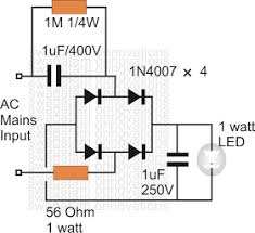 Electronic Circuit Projects Simplest 1 Watt Led Driver Circuit At 220v 110v Mains Voltage Circuit Projects Led Drivers Electronic Circuit Projects