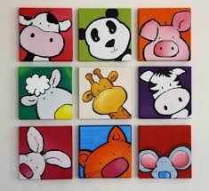 Composicion Animalescomposicion 9 Animales Cuadros Infantiles Mini Arte En Lienzo Cuadros Ninas