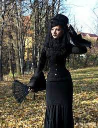Victorian Goth Gothic Fan Veil Black Corset Gown Fashion Women Woman Hat Victorian Goth Goth Models Goth