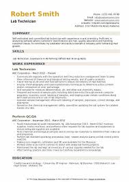 Creating a nice looking cv is very easy and can give your professional life a boost. Lab Technician Resume Samples Qwikresume