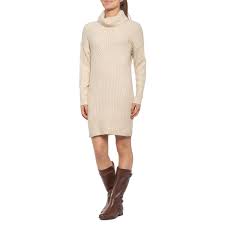 Tahari Parchment Heather Turtleneck Sweater Dress Long Sleeve For Women