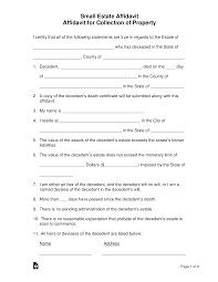 Free Small Estate Affidavit Forms Pdf Word Eforms