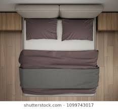 Modern Bedroom Top View Closeup On Double Gray And Red Bed Parquet Floor Contemporary Interior Design 3d Bed Top View Bed Design Modern Double Bed Designs