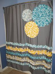 Shower Curtain Custom Made Ruffles And Flowers Designer Fabric Gray White Teal Aqua Turquoise Yellow Chevron Zig Zag Damas With Images Bathroom Shower Curtains Curtains