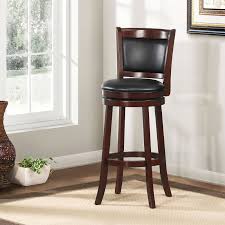 Weston Home Shapel 29 Swivel Cushion Back Bar Stool With Faux Leather Cushion Cherry Walmart Com Walmart Com