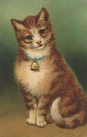 Cat With Collar And Bell Cats Illustration Cats Vintage Cat