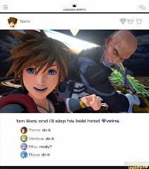 W Kingddm Hefirts Ten Likes Und I Ll Elup Hi5 Bald Head Veins Terra Da Il Ifunny Kingdom Hearts Funny Kingdom Hearts Kingdom Hearts Meme