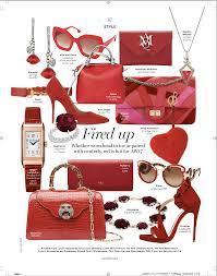 Harrods Magazine August Womenswear Style Page Red Accessories Fashion Magazine Layout Red Accessories Fashion Layout