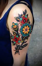 Flowers Tattoo Color Inspiration 58 Ideas For 2019 Red Flower Tattoos Traditional Style Tattoo Traditional Tattoo Flowers