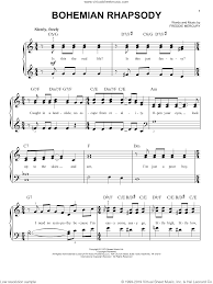 Queen Bohemian Rhapsody Easy Sheet Music For Piano Solo Easy Sheet Music Piano Sheet Music Sheet Music