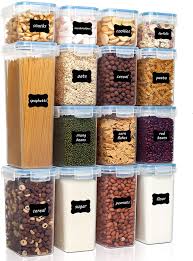 Shop for kitchen storage pantry online at target. Amazon Com Vtopmart Airtight Food Storage Containers Set With Lids 15pcs Bpa Free Plastic Dry Food Canisters For Kitchen Pantry Organization And Storage Dishwasher Safe Include 24 Labels Blue Kitchen Dining