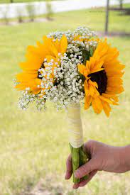 Handheld Sunflower Bouquet With Babies Breath Sunflower Wedding Bouquet Sunflower Bridesmaid Bouquet Wedding Flowers