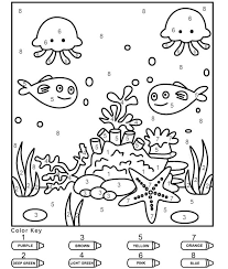 sea animals color by number coloring page free printable coloring pages for kids