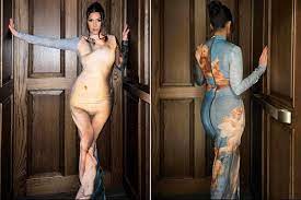 Kourtney Kardashian Wears Daring Balmain Optical Illusion Dress