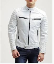 Man White Biker Jacket Mens Leather Jacket White Leather Jackets For Men Outerwear Leather Jacket Men Cafe Racer Leather Jacket High Quality Leather Jacket