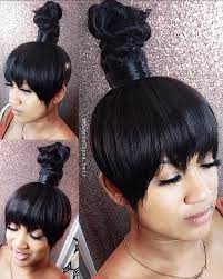 Y I N Chinesebangs Bunandbangs Razorcut Halfuphalfdown Messybun Naturalhai Weave Ponytail Hairstyles Bob Hairstyles With Bangs Ponytail Hairstyles