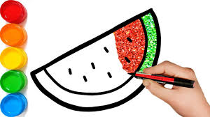 Some watermelon coloring may be available for free. Glitter Fruits Painting And Drawing For Kids Watermelon Coloring Pages For Toddlers Youtube