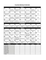 Insanity Workout Calendar Insanity Workout Calendar Workout Calendar Workout Sheets