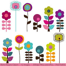 Retro Flower Clipart Clip Art Vintage Flower Clip Art Clipart Etsy Clip Art Freebies Flower Clipart Clip Art