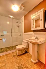 Install chair rail tile, chair rail tile provides good way transition between two different wall finishes works well dining room protects finish damage due chairs hitting other applications include hallway bathroom walls. Bathroom Chair Rail Houzz