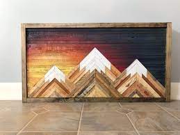 Rustic Mountain Wall Art Wood Wall Art Parquetry Reclaimed Wood Wall Decor Wood Art Dark Suns Mountain Wood Wall Art Wood Wall Art Decor Mountain Wood Art