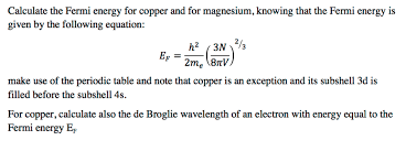 Solved Calculate The Fermi Energy For Copper And For Chegg Com