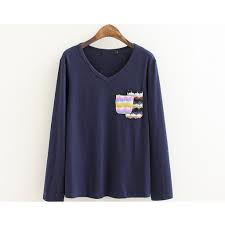 بلوزة قطن زيتي بكم طويل Blouse Color Pocket