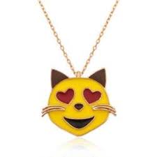 Gumus Kalp Gozlu Kedi Emoji Bayan Kolye Emoji Kolyeler Gumus