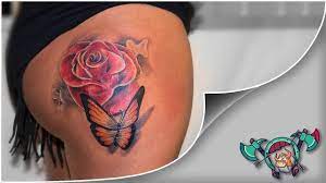 Butterfly rose vine tattoos tattoos with kids names tattoos with sizing 1031 x 1600. Colorful Rose Butterfly Tattoo Timelapse Youtube